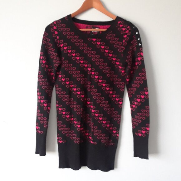 Vintage Y2K Streetwear Society Pink Hearts 100% Cotton Sweater - Picture 2 of 6